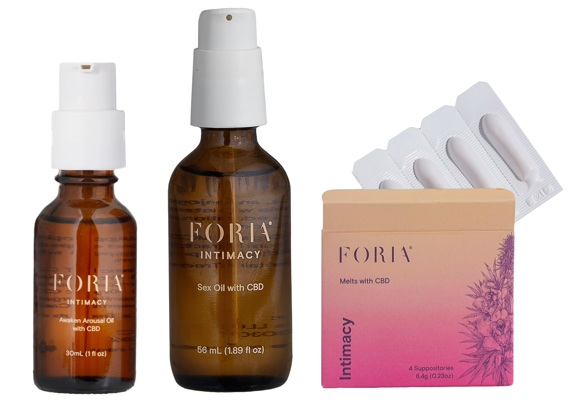 CBD intimacy oils and suppositories from Foria.