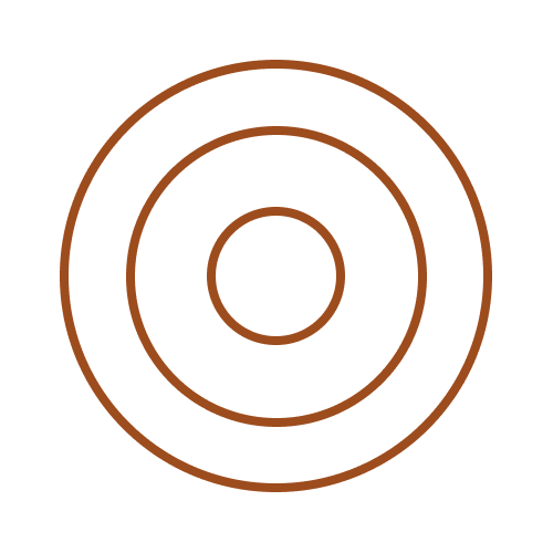 Three concentric brown circles on a black background.