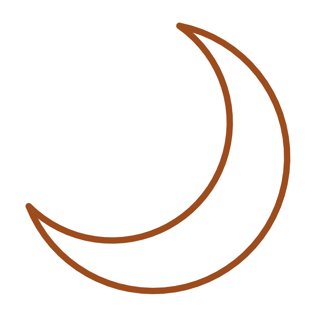 Simple brown crescent moon on a black background.
