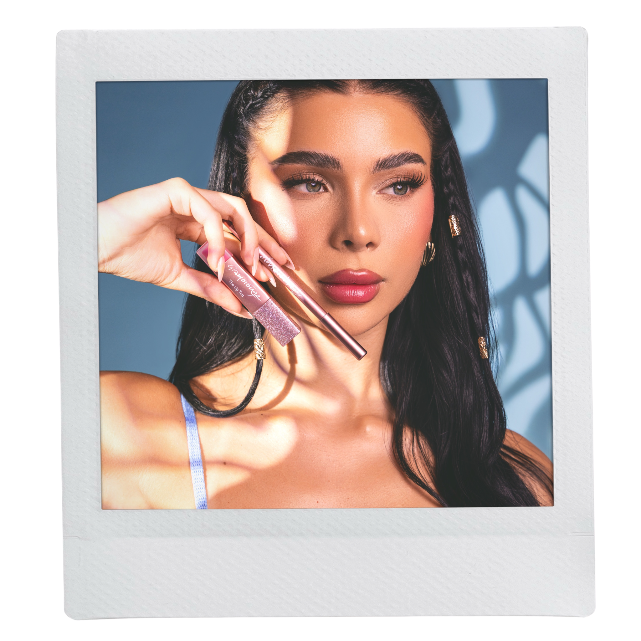 Person holding two makeup products with a thoughtful expression.