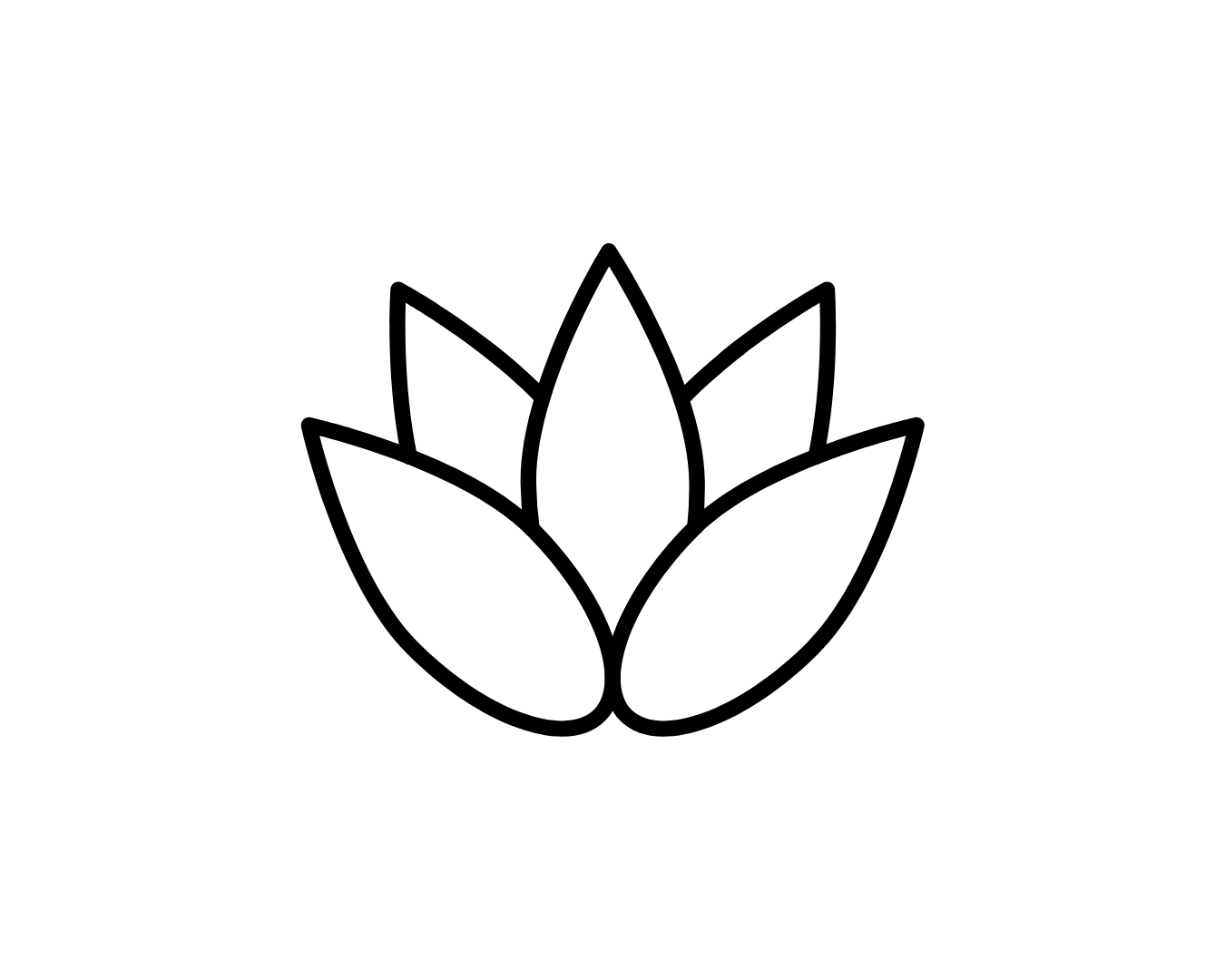 Simple line drawing of a stylized flower with five petals.