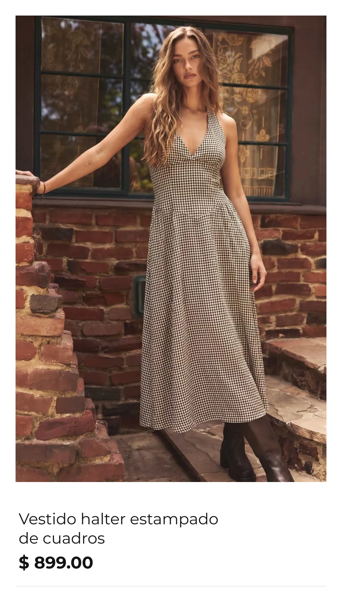 Vestido halter estampado de cuadros - HIGH STREET