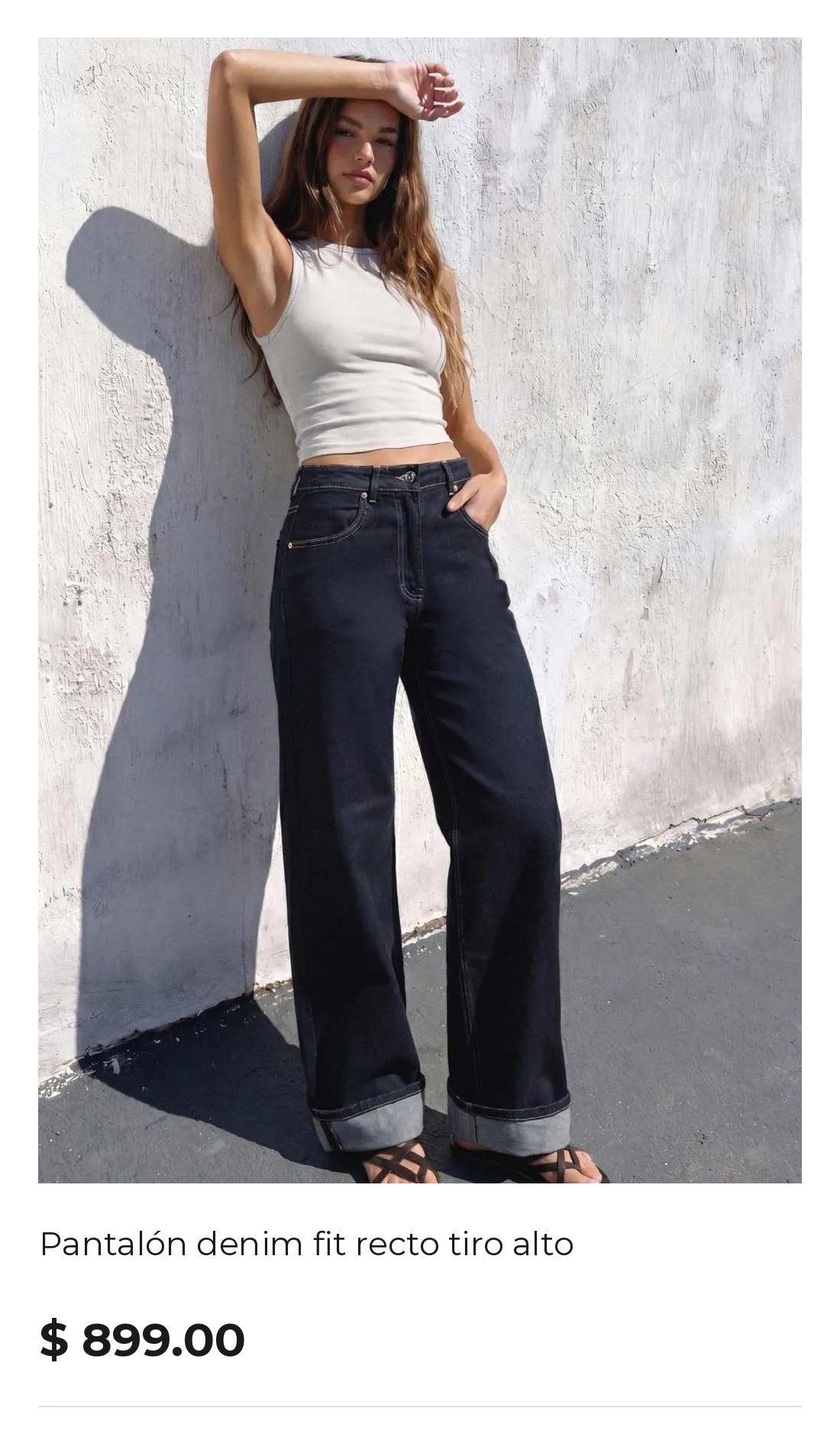 Pantalón denim fit recto tiro alto - HIGH STREET