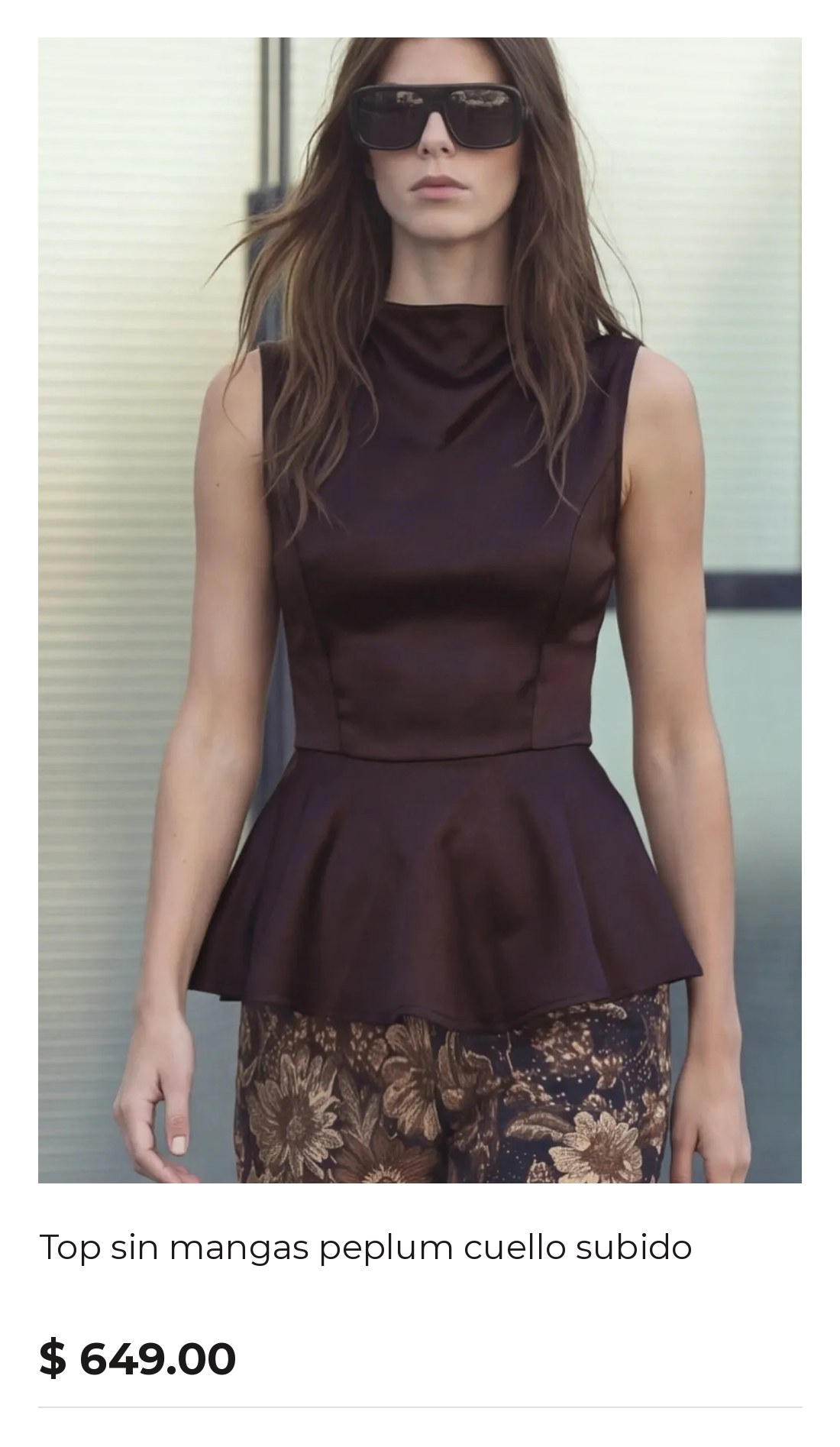 Top sin mangas peplum cuello subido - HIGH STREET