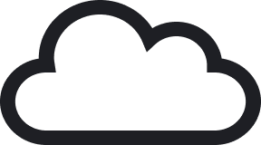 Black outlined cloud icon on a transparent background.