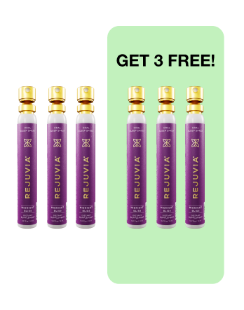 Five purple bottles with gold caps, text: 'GET 3 FREE!' on a green background.