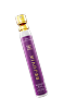 A small purple and gold perfume vial.