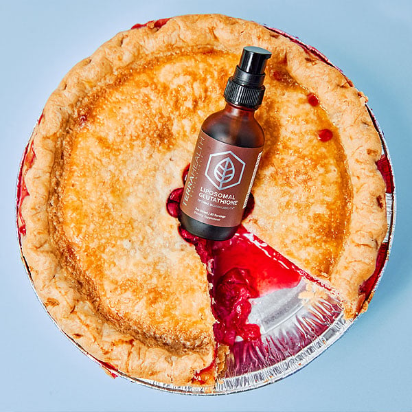 Wild cherry pie with glutathione bottle