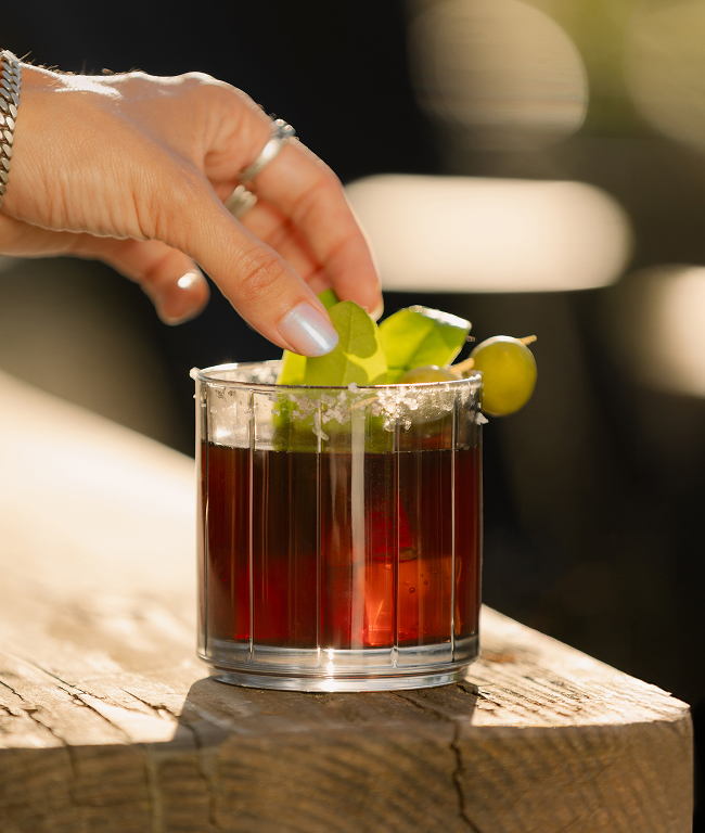 Fable rock glass with a drink