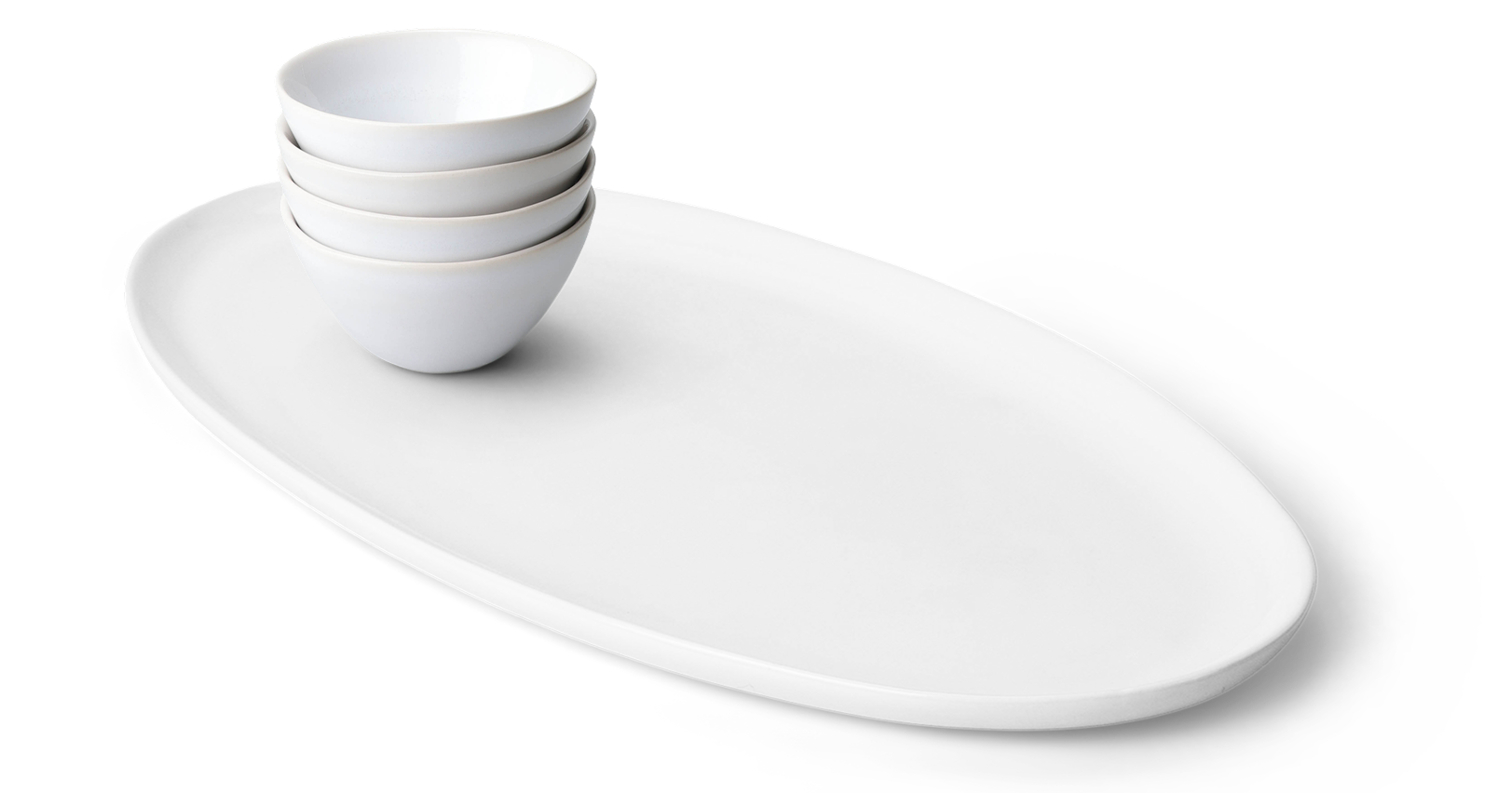 White serving platter with little bowls