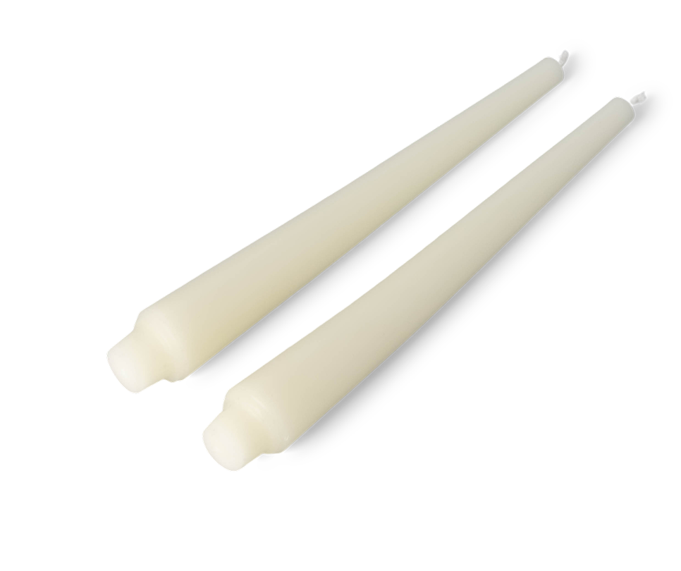 Two white tapers on a transparent background.