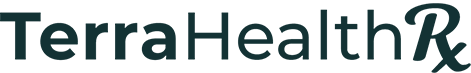 Logo of TerraHealthRx with stylized text.