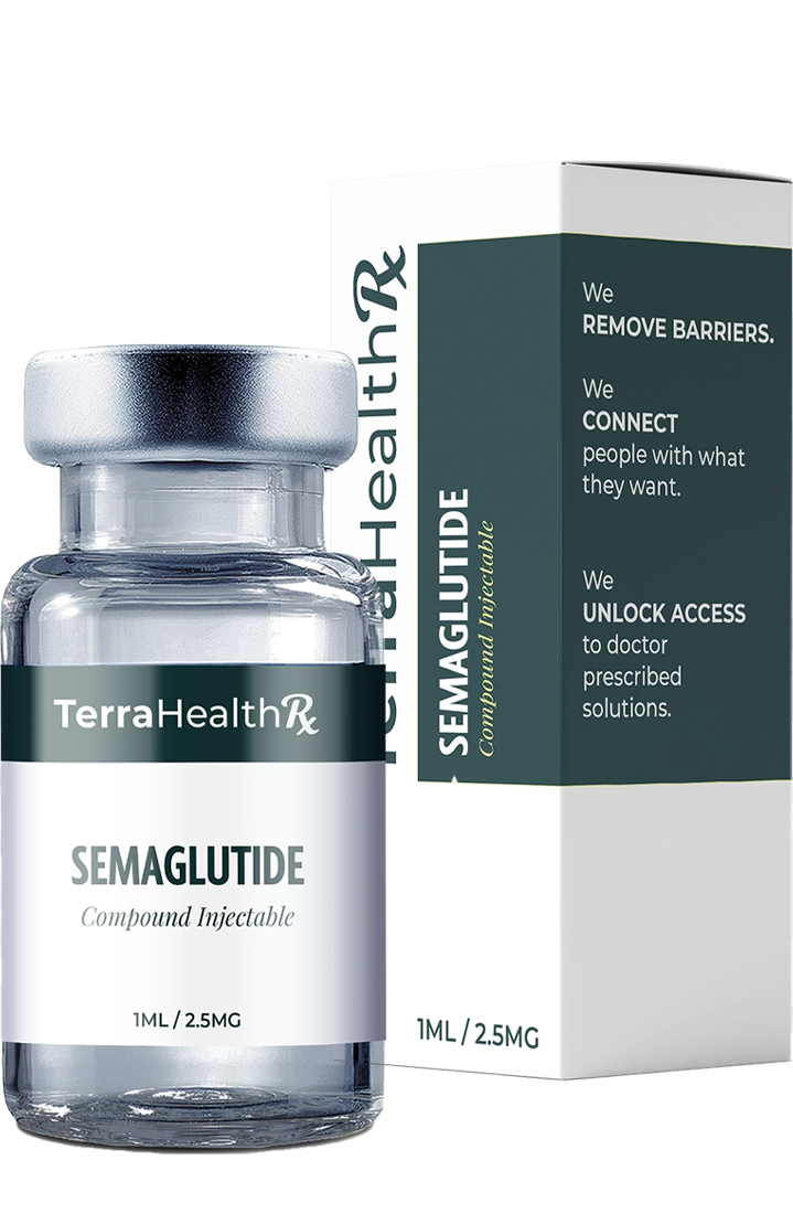 Brown bottle labeled 'Oral Tirzepatide' with an orange oral syringe.
