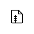 A black line icon of a document with a zipper, representing a compressed file.