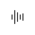 A simple black icon of a sound wave on a white background.