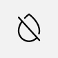 A simple black line icon of a water drop with a diagonal line crossing it out.