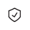 Black shield icon with a checkmark in the center.