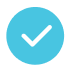 A blue circle with a white checkmark inside.
