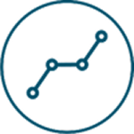 Simple line graph icon inside a circle.