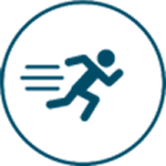 Icon of a person running inside a circle.