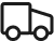 Simple black and white truck icon with two wheels.