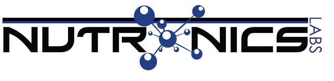 Logo with the text 'NUTRONICS LABS' and a molecular structure design.