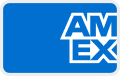 The American Express logo, with white block letters 'AMEX' on a blue background.