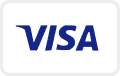 The Visa logo, featuring the word VISA in blue stylized font on a white background with a black border.
