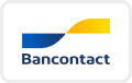 The logo for Bancontact, a Belgian payment company, featuring a blue and yellow stylized wave.