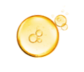 Golden liquid droplet with smaller bubbles on a transparent background.