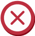 Red circle with a white cross inside, indicating an error or close symbol.