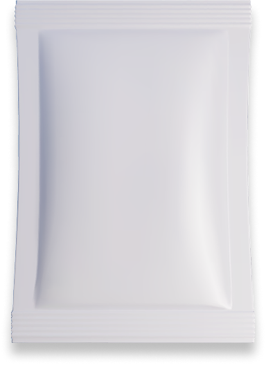 A blank white rectangular packaging pouch on a plain background.