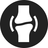 Icon of a joint inside a circle on a dark background.