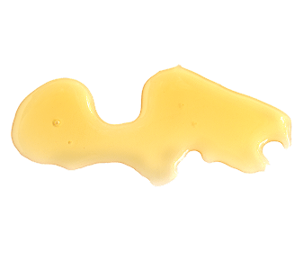 A blob of yellow liquid on a white background.