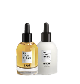 Two dropper bottles labeled 'LAZARTIGUE' with yellow and white liquids.