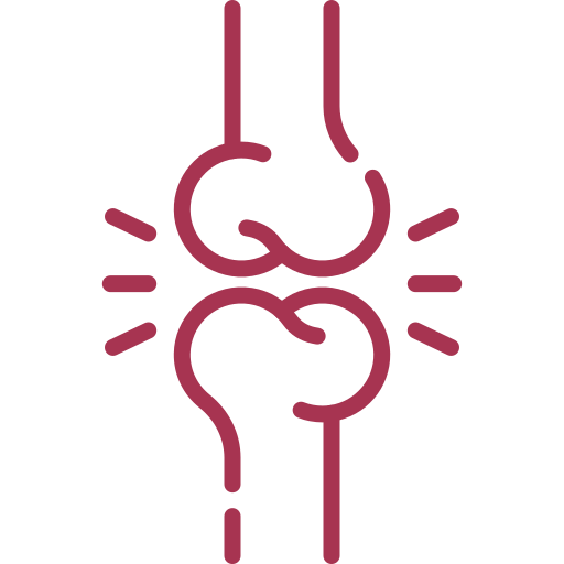 Simple line drawing of a human joint with stress lines.