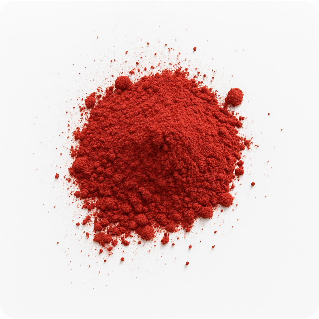 A pile of red powder on a white background.