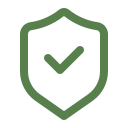 Green shield icon with a checkmark in the center.