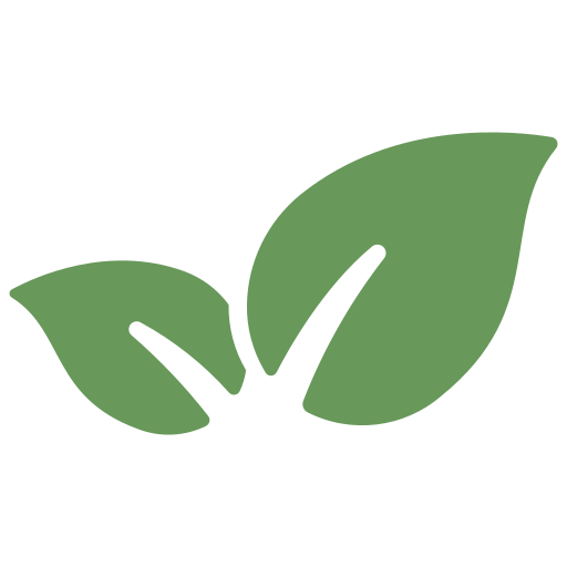 Green leaf icon on a transparent background.