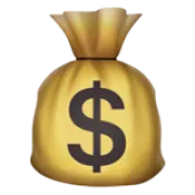 A golden money bag with a black dollar sign on the front.