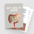 Cover of 'Gut-Health Guide' with anatomical illustration of intestines.