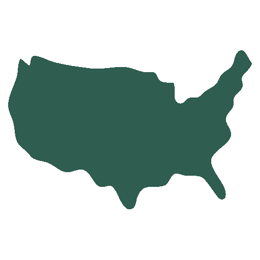 Silhouette of the United States map in dark green.