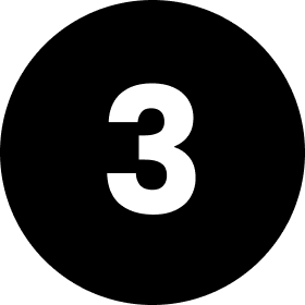 White number three on a black background.