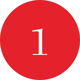 Red circle with the white number one inside.