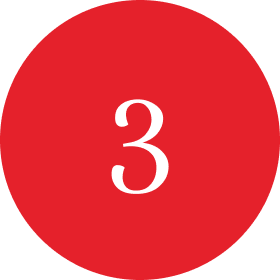 Red circle with the number 3 in white.