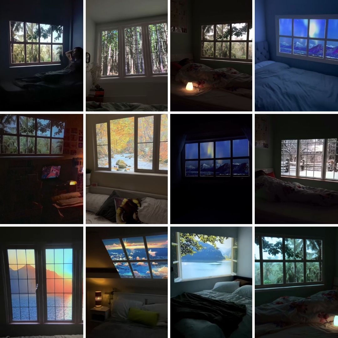 Collage of windows showing various scenic views from different rooms.
