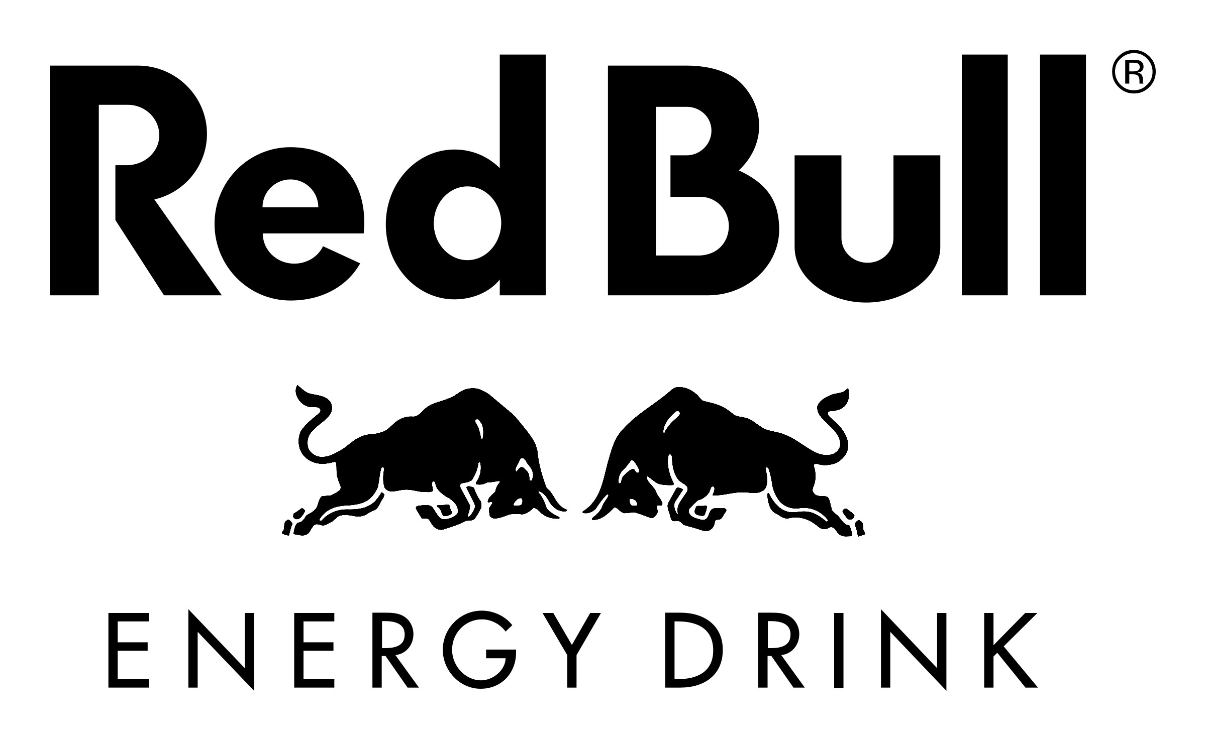 Red Bull logo with two bulls and text 'ENERGY DRINK' below.