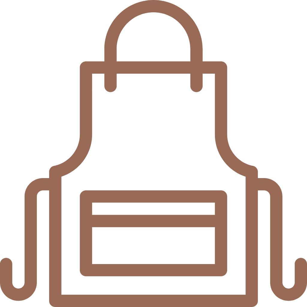 Brown outline of a backpack on a transparent background.