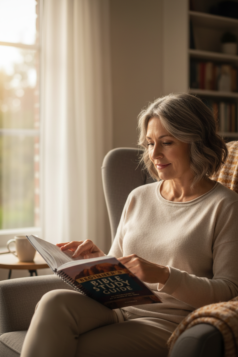 Person in a chair reading a book by a window.