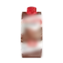 Blurry image of a carton with a red cap and label.
